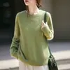 Prenda de abrigo de moda y versátil para otoño e invierno, suéter de punto de lana nuevo con cuello redondo y diseño cepillado, suéter de manga larga tipo pullover