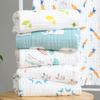 Colcha de Algodón de Seis Capas para Niños Colcha de Gasa Colcha de Toalla Plisada Toalla de Baño Seersucker Funda de Toalla de Baño para Bebé Estampada de Dibujos Animados Manta
