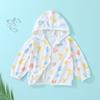 Roupa com Proteção Solar para Bebê Verão Fina Respirável Algodão Puro Roupa de Ar Condicionado para Bebês Meninos e Meninas Camisa com Proteção Solar Jaqueta com Capuz de Malha