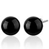 Arete de Plata de Ley S925 Estilo Coreano Ónice Negro Elegante Simple Piedra Redonda Negra Aguja para Oreja Accesorios para Orejas de Plata de Ley para Hombres y Mujeres Joyería de Plata