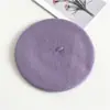 Boina de lana de otoño e invierno japonesa versátil para mujer, sombrero de pintor artístico retro, boina británica de color liso, sombrero de panqueque