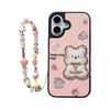 Ins Girl Powder Bordado Filhote de Cachorro para Apple 16promax Phone Case iPhone15 Bonito 14 Desenho Animado 13p