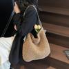 Bolsa de Palha Feminina Férias à Beira-Mar Bolsa de Trabalho 2025 Nova Bolsa Vazada Tecida Verão Popular Bolsa Tote Grande Capacidade