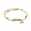 Pulsera de Bambú de Jade Hetian para Mujer, Estilo Chino, con Bambú Suficiente, Exquisito Regalo para Pareja, Joyería Antigua de Hoja de Bambú Dorada