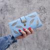 2025 Billetera Larga para Mujer Estilo Coreano Bolso de Mano de Moda con Diseño de Cremallera y Hebilla de Hoja Calada
