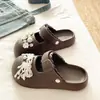 Sandalias Mary Jane Exquisitas Vintage para Mujer para Verano, Zuecos Versátiles para Vacaciones en la Playa, Pantuflas Cerradas Slip-On de EVA