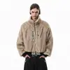 Jaqueta de Algodão Reversível com Gola Alta de Pele Sintética Proteção contra Frio de Inverno Quente Solta Estampa de Leopardo Casaco de Algodão Roupa Exterior Masculina Punk Tendência de Rua