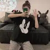 Pijama de Dos Piezas Estilo Coreano Lindo de Mickey para Mujer, Verano, Manga Corta, Pantalones Sueltos, Dibujos Animados, Cuello Redondo, Traje de Estudiante, Ropa para el Hogar