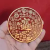 Placa auspiciosa de nuvem e fortuna em latão, amuleto de montanha e mar, espelho de bronze com oito trigramas, ornamento de mesa, guardião de pedra para boa sorte, adequado para sala de estar, escritório ou hall de entrada