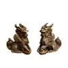 Adornos de aleación, lingotes de oro estilo antiguo, bestia auspiciosa Qilin, mascotas de té, juegos de té de escritorio, decoraciones para mesa de té, un par de artesanías decorativas, al por mayor