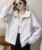 Cortavientos Corto con Capucha y Cordón para Mujer, Nuevo Otoño 2026, Estilo Coreano Holgado Casual con Cremallera para Mujeres Menudas