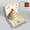 Tarjeta de felicitación creativa y linda con diseño de mariposa dorada, regalo de cumpleaños, tarjeta de felicitación tridimensional, tarjeta de bendición de pastel 3D, sobre