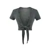 T346 - Moda Estilo Europeu Garota Apimentada Decote Profundo Manga Curta Camiseta Feminina Nova Primavera/Verão 2026 Top Sexy Emagrecedor
