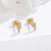 Pendientes de plata de ley 925 con diamantes para mujer, con forma de hueso de oreja, con agujeros para las orejas, pequeños pendientes de moda con relámpagos y pasador antibloqueo.