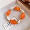 Pulseira Colar Oval Geométrico de Contas em Acrílico, Corrente de Clavícula com Temperamento Elegante Retrô, Joia de Luxo Leve de Alta Qualidade