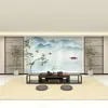 Nuevo estilo chino pintura a tinta paisaje Zen tela de pared sala de estar pared de fondo de TV papel tapiz mural de bambú sala de té decoración tela de pared