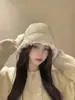 Chapéu de Pelúcia Doce Estilo Coreano para Outono e Inverno para Mulheres, Forrado com Fleece e Espessado, Dupla Face com Abas de Orelha Removíveis, Chapéu Lei Feng para Afinar o Rosto