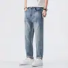 Algodón de Seda de Hielo 2026 Primavera y Verano Jeans Delgados para Hombre, Pantalones Largos Cónicos Elásticos, Pantalones Rectos Casuales Sueltos para Hombre