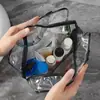 Set Portátil Transfronterizo de Tres Piezas de Bolsas Cosméticas Transparentes de PVC, Bolsa de Aseo de Viaje Impermeable con Cremallera de Gran Capacidad