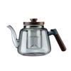 Tetera Hirviendo con Estufa Envolvente Vidrio Negro de Alto Borosilicato Tetera de Flores al Vapor Lateral Tetera de Vidrio Resistente al Calor con Olla Interna Integrada