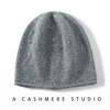 Gorro de cachemira para mujer, otoño e invierno, versátil, rizado, puntera cerrada, gorro de punto, delgado, para cabeza grande, jacquard, protección para las orejas, sombrero de lana para el frío