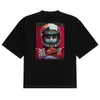 Camiseta Deportiva de Manga Corta para Hombre con Estampado de Coche Deportivo Estilo Americano de Verano, Letras de Marca de Moda, Hombro Caído, Corte Holgado, Cuello Redondo, Top Casual al por Mayor
