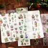 Pacote de Adesivos PET Zaomo - Série de Vegetais Verdes, Flores e Frutas - Cartão de Material para Diário Transfronteiriço, Pacote de Material para Colagem de Decoração, 4 Designs