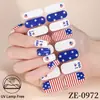 Zhengxiang Adesivos de Unha Estilo Europeu e Americano Impermeável Bandeira do Dia da Independência dos EUA Filme de Esmalte Glitter Flash Adesivos de Unha Sem UV