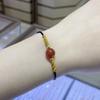 Collar Tejido de Ágata Roja, Pulsera de Hilo Rojo para Mujer, Cadena para Clavícula de Cuentas de la Fortuna Tejidas a Mano para Parejas, Tejido a Mano