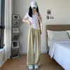 Pantalones de verano finos de seda de hielo para mujer, modelo nuevo 2026, de cintura alta, fluidos, corte recto, ajuste relajado, estilo Yamamoto para personas petite
