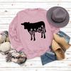 Amazon moda feminina outono e inverno camisa de manga comprida flor vaca ebay impressão independente estação atacado gola redonda suéter solto