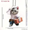 Novo produto criativo pingente de carro em forma de gatinho em acrílico plano para decoração de espelho retrovisor de carro