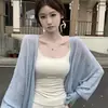 Cardigan de Punto de Seda Helada con Aspecto de Lino para Mujer, Estilo Casual, Chal de Abrigo de Verano para Combinar con un Vestido Lencero
