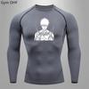 Camiseta comprimida com estampa de anime, camiseta esportiva de academia de secagem rápida, moletom esportivo fitness com elástico