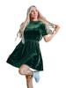 Vestido de terciopelo de color puro nuevo 2024, elegante vestido de viajero diario para mujer de estilo europeo y americano, falda corta adelgazante para mujer