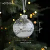 Bola de Plástico Transparente de 8 cm Bola de Navidad Rayada con Purpurina Perla Blanca Bola Colgante Decoración de Árbol de Navidad Arreglo de Escena