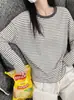 2026 Súper Caliente Casual Rayas Manga Larga Camiseta para Mujer Principios de Otoño Versátil Perezoso Holgado Adelgazante Cómodo Top