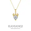 Collar de Moda para el Trabajo con Chapado en Oro Real, Corona, Corazón, Circonita, Cadena para Clavícula de Lujo Ligero de Nicho, Diseño de Alta Gama para Mujer