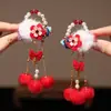 Horquilla de Felpa con Borla de Año Nuevo Accesorio para el Cabello con Lazo Infantil Horquilla Roja Atmosférica para Niñas Accesorio para el Cabello Estilo Antiguo Hanfu