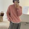 Diseño de Punto con Cuello Alto y Media Cremallera para Mujer Otoño e Invierno 2024 Nuevo Estilo Holgado y Perezoso Versátil Top de Punto para Mujer