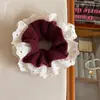 Diadema de Lana Tejida con Encaje Blanco para Mujer Goma Elástica Alta para el Cabello Nuevo 2025 Elegante Goma Elástica Accesorios para el Cabello