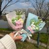 Pequeño Regalo Creativo para el Día de la Madre, Mini Ramo de Flores Puff Tejidas a Mano, Regalo de Jardín de Niños para Mamá