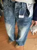 Calça Jeans Wide Leg Flare Cortada a Tesoura Cintura Baixa Estilo Retrô Americano Feminina Outono Novo Estilo Emagrecedora Solta Comprimento Total Longa