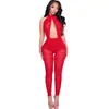 Amazon Transfronterizo Nuevo Estilo Europeo y Americano Sexy Sin Espalda Profundo en V Halter Atado Ajustado Encaje Hueco Pantalón Largo Mono