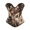 Chaleco estilo francés con cordones y estampado de pintura al óleo, chaqueta corsé vintage, top moldeador, corsé bustier