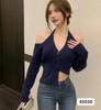 Corbata de Lazo Colgante Lindo Suéter de Punto para Hombro a Máquina para Mujer Cuello en V Ajustado Abrigo Cárdigan Otoño Estilo Suave Top