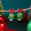Pendientes de Atmósfera Navideña con Diamantes, Árbol de Navidad, Papá Noel, Hombre de Jengibre, Pendientes Navideños a la Moda, Lindos y Versátiles
