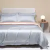 Xiangling Premium Conjunto de Roupa de Cama de Quatro Peças Cor Sólida Tencel Importado Estilo Simples e Luxuoso: Lençol, Capa de Edredom, Fronha e Acessórios de Cama