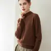 Suéter de cachemira para mujer, 100% cachemira pura de cabra, nuevo diseño de moda, color sólido, versátil, cuello medio alto, jersey de punto, suéter cálido