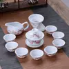 Conjunto de chá de cerâmica azul e branca, infusor de chá doméstico, gaiwan Kung Fu, conjunto completo de xícaras de chá simples, loja de fábrica atacadista transfronteiriça